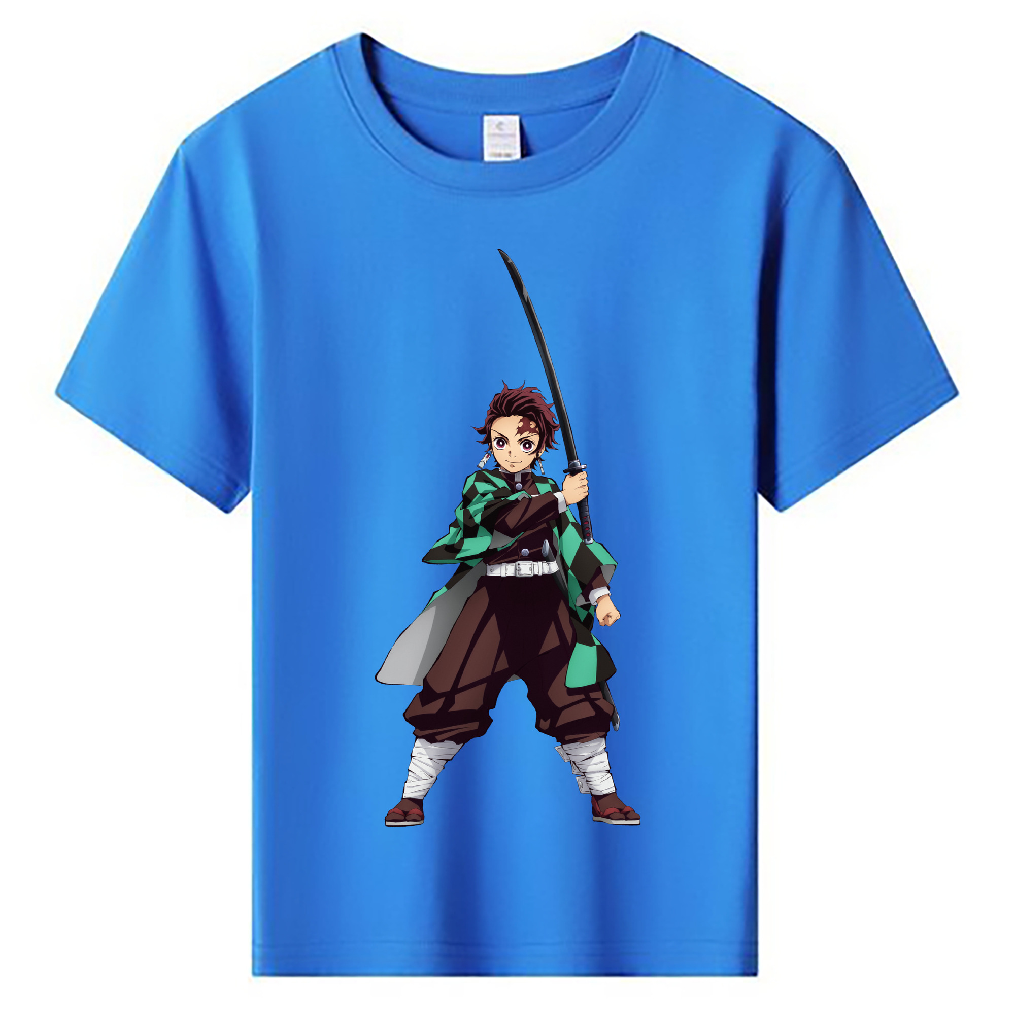 （画像用） 鬼滅の刃 竈門 炭治郎／かまど たんじろう Kamado Tanjirou 綿100％キッズTシャツ（フロントプリント）